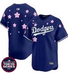 Men Los Angeles Dodgers Blank Blue 2025 Tokyo Series Limited Stitched Baseball Jersey