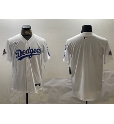 Men Los Angeles Dodgers Blank White 2024 World Series Champions With Fernando Memorial Patch Home Limited Stitched Baseball Jersey