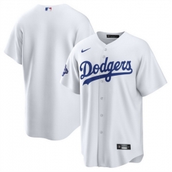 Men Los Angeles Dodgers Blank White 2025 World Series Champions Patch Cool Base Stitched Baseball Jersey