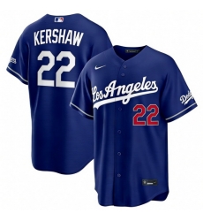 Men Los Angeles Dodgers Clayton Kershaw 22 Blue 2026 Gold Collection Stadium Stitched Baseball Jersey
