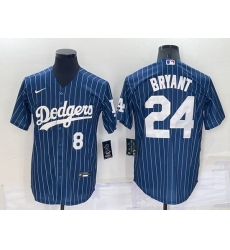 Men Los Angeles Dodgers Front 8 Back 24 Kobe Bryant Navy Cool Base Stitched Jersey