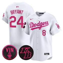 Men Los Angeles Dodgers Front  8 Back  24 Kobe Bryant White 2026 Mothers Day Vapor Premier Limited Stitched Baseball Jersey
