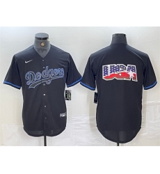 Men Los Angeles Dodgers Team Big Logo Black Fashion Stitched Baseball Jersey 001