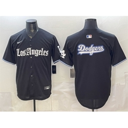 Men Los Angeles Dodgers Team Big Logo Black  Gothic Edition  Vapor Premier Limited Stitched Baseball Jersey 001