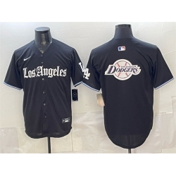 Men Los Angeles Dodgers Team Big Logo Black  Gothic Edition  Vapor Premier Limited Stitched Baseball Jersey 002