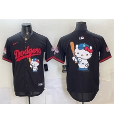 Men Los Angeles Dodgers Team Big Logo Black Hello Kitty Night 2025 World Series Champions Patch Stitched Baseball Jersey Men Los Angeles Dodgers Team Big Logo Black Hello Kitty Night 2025 World Series Champions Patch Stitched Baseball Jersey