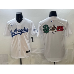 Men Los Angeles Dodgers Team Big Logo White Alternate Stadium Stitched Baseball Jersey 002