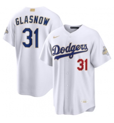 Men Los Angeles Dodgers Tyler Glasnow Nike White 2026 Gold Collection Stadium Jersey