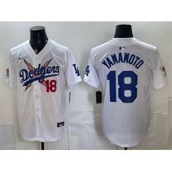 Men Los Angeles Dodgers x One Piece  18 Yoshinobu Yamamoto White Vapor Premier Limited Stitched Baseball Jersey