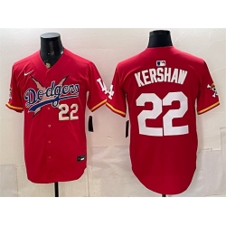 Men Los Angeles Dodgers x One Piece  22 Clayton Kershaw Red Vapor Premier Limited Stitched Baseball Jersey