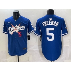 Men Los Angeles Dodgers x One Piece  5 Freddie Freeman Royal Vapor Premier Limited Stitched Baseball Jersey