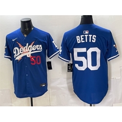 Men Los Angeles Dodgers x One Piece  50 Mookie Betts Royal Vapor Premier Limited Stitched Baseball Jersey