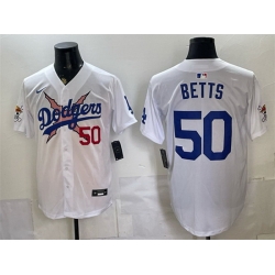 Men Los Angeles Dodgers x One Piece  50 Mookie Betts White Vapor Premier Limited Stitched Baseball Jersey