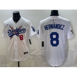 Men Los Angeles Dodgers x One Piece  8 Enrique Hernandez White Vapor Premier Limited Stitched Baseball Jersey