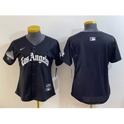 Women Los Angeles Dodgers Blank Black 2025 World Series Champions LA Gothic Edition Limited Stitched Baseball Jersey 