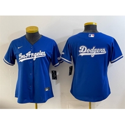 Women Los Angeles Dodgers Team Big Logo Royal Alternate Stadium Stitched Baseball Jersey  