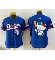 Women Los Angeles Dodgers Team Big Logo Royal Hello Kitty Night 2025 World Series Champions Patch Stitched Baseball Jersey Women Los Angeles Dodgers Team Big Logo Royal Hello Kitty Night 2025 World Series Champions Patch Stitched Baseball Jersey