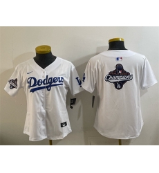 Women Los Angeles Dodgers White 2025 World Series Champions Big Logo Home Limited Stitched Baseball Jersey 