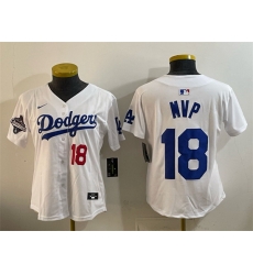 Youth Los Angeles Dodgers 18 MVP White 2025 World Series Champions Patch Limited Stitched Baseball Jersey