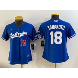 Youth Los Angeles Dodgers  18 Yoshinobu Yamamoto Royal Alternate Stadium Stitched Baseball Jersey