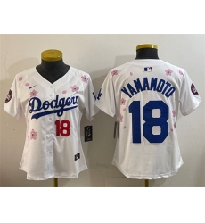 Youth Los Angeles Dodgers 18 Yoshinobu Yamamoto White 2025 Tokyo Series Limited Stitched Baseball Jersey