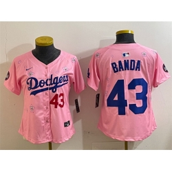 Youth Los Angeles Dodgers 43 Anthony Banda Pink 2025 Tokyo Series Limited Stitched Baseball Jersey