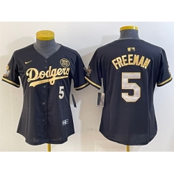 Youth Los Angeles Dodgers 5 Freddie Freeman Black Gold 2024 World Series With Fernando Patch Vapor Limited Stitched Baseball Jersey