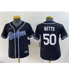 Youth Los Angeles Dodgers 50 Mookie Betts Black Stitched Baseball Jersey