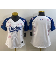 Youth Los Angeles Dodgers Blank White Royal 2025 Tokyo Series Limited Stitched Baseball Jersey