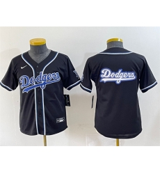 Youth Los Angeles Dodgers Team Big Logo Black Stitched Baseball Jersey 2