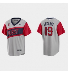 Men Los Angeles Angels 19 Juan Lagares Men Nike Gray 2021 Little League Classic Game MLB Jersey