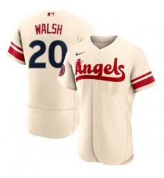 Men Los Angeles Angels 20 Jared Walsh 2022 Cream City Connect Flex Base Stitched Jerseyy