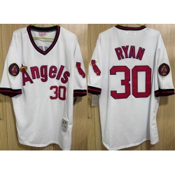 Men Los Angeles Angels Nolan Ryan #30 Majestic Home White Stitched MLB Jersey