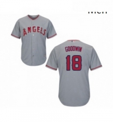 Mens Los Angeles Angels of Anaheim 18 Brian Goodwin Replica Grey Road Cool Base Baseball Jersey 