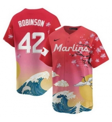 Men Miami Marlins 42 Jackie Robinson Pink Japanese Heritage Night 2025 Limited Baseball Jersey Men Miami Marlins 42 Jackie Robinson Pink Japanese Heritage Night 2025 Limited Baseball Jersey