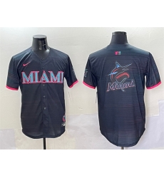 Men Miami Marlins Team Big Logo Black 2025 City Connect Limited Stitched Baseball Jersey