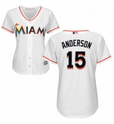 Womens Majestic Miami Marlins 15 Brian Anderson Replica White Home Cool Base MLB Jersey 