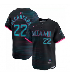 Youth Miami Marlins 22 Sandy Alcantara Black 2025 City Connect Limited Stitched Baseball Jersey