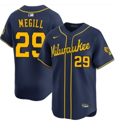 Men Milwaukee Brewers 29 Trevor Megill Navy Alternate Limited Stitched Baseball Jersey Men Milwaukee Brewers 29 Trevor Megill Navy Alternate Limited Stitched Baseball Jersey