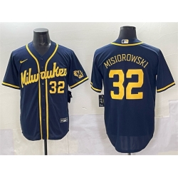 Men Milwaukee Brewers 32 Jacob Misiorowski Navy 2025 With Patch Stitched Baseball Jersey