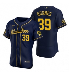 Men Milwaukee Brewers 39 Corbin Burnes Navy Flex Base Stitched MLB jersey