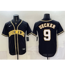 Men Milwaukee Brewers  9 Bob Uecker 2026 Fashion Replica Black Out Stitched Baseball Jersey