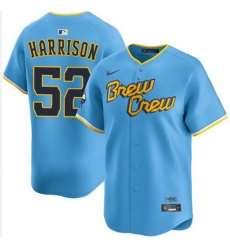 Men Milwaukee Brewers Kyle Harrison #52 Home City Conect Edition Stitched Limited Jersey