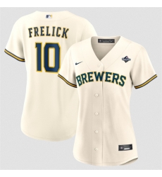 Women Milwaukee Brewers 10 Sal Frelick Cream 2026 World Series Limited Stitched Baseball Jersey Women Milwaukee Brewers 10 Sal Frelick Cream 2026 World Series Limited Stitched Baseball Jersey