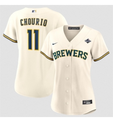Women Milwaukee Brewers  11 Jackson Chourio Cream 2026 World Series Limited Stitched Baseball Jersey