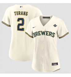 Women Milwaukee Brewers 2 Brice Turang Cream 2026 World Series Limited Stitched Baseball Jersey Women Milwaukee Brewers 2 Brice Turang Cream 2026 World Series Limited Stitched Baseball Jersey