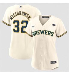 Women Milwaukee Brewers 32 Jacob Misiorowski Cream 2026 World Series Limited Stitched Baseball Jersey Women Milwaukee Brewers 32 Jacob Misiorowski Cream 2026 World Series Limited Stitched Baseball Jersey
