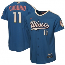 Youth Milwaukee Brewers  11 Jackson Chourio Mineral Blue 2026 City Connect Stadium Stitched Baseball Jersey