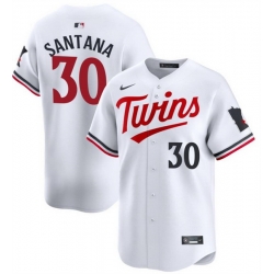 Men Minnesota Twins 30 Carlos Santana White 2024 Home Limited Cool Base Stitched Baseball Jersey