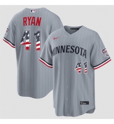 Men Minnesota Twins  41 Joe Ryan Grey 2026 USA 250 Fourth of July Stitched Baseball Jerseys